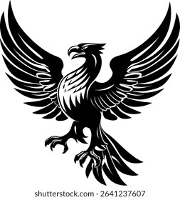 Black and White eagle– Minimalist Line Art Vector Illustration for Logo or Print Design