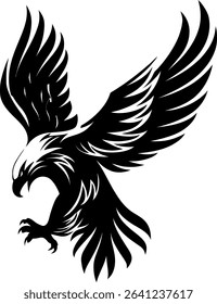 Black and White eagle– Minimalist Line Art Vector Illustration for Logo or Print Design