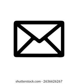 Black And White Minimalist Mail Envelope Icon