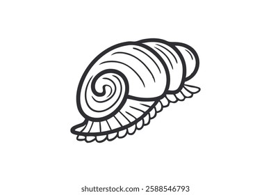 Black and White Minimalist Shell Drawing.