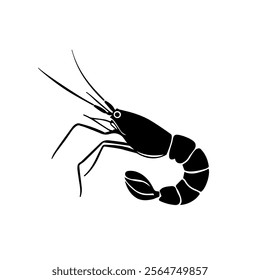 Black and White Minimalist Shrimp Illustration for Seafood Branding