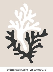 black and white minimalist silhouette of sea coral