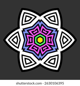 Black and white minimalist template, mandala stencil suitable for laser cutting metal, wood carving, coloring, stained glass. Isolated. Patterns and ornaments of the East, Asia, India, Mexico, Aztec.