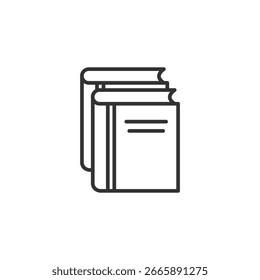 A black and white minimalist vector icon depicting two stacked books, with simple lines and a clean design.