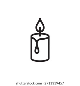 Icono de Vector minimalista en blanco y negro de una vela encendida