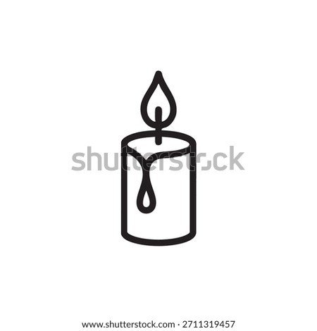 Black and white minimalist vector icon of a lit candle