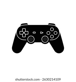 Black and white minimalist vector illustration of a modern game controller for gaming