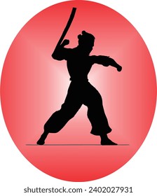 black and white and minimalist vector silhouette of kung fu with a sleek and modern design.