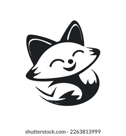 Black and white minimalistic logo with Attractive Cheerful pony.