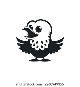 Black and white minimalistic logo with a charming and cute eagle.