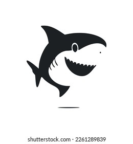 Black and white minimalistic logo with a nice cheerful shark.