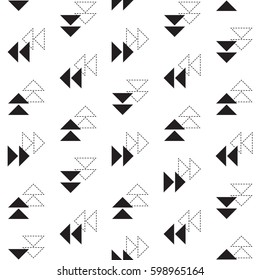 Black and white minimalistic seamless vector pattern with triangles.