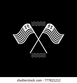 Black and white mirrored double flags