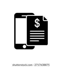 Black and White Mobile Payment Document Icon
