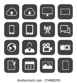 Black White Mobile Phone Icons Stock Vector (Royalty Free) 174880295 ...