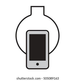 black & white mobile phone with tool-vector drawing