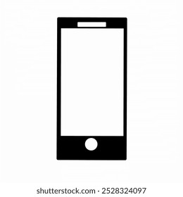 Vector de teléfono móvil blanco y negro. Pantalla blanca. Teléfono móvil. Smartphone