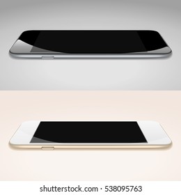 Black and White Mobile Phones. Vector realistic illustration of two smartphones