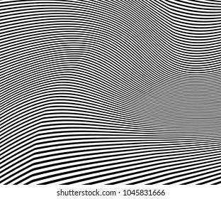 black and white mobious wave stripe optical design opart