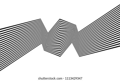 black and white mobious wave stripe optical art abstract design