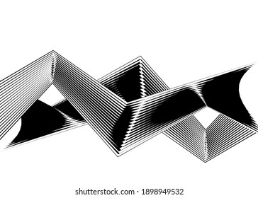 black and white mobious wave stripe optical art abstract design