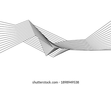 black and white mobious wave stripe optical art abstract design