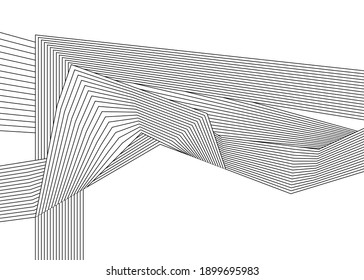 diseño abstracto de arte óptico con banda de onda móvil en blanco y negro