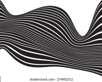 black and white mobious wave stripe optical design