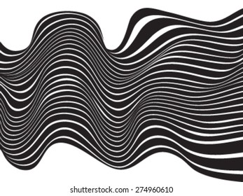 black and white mobious wave stripe optical design