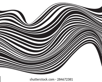 black and white mobious wave stripe optical design