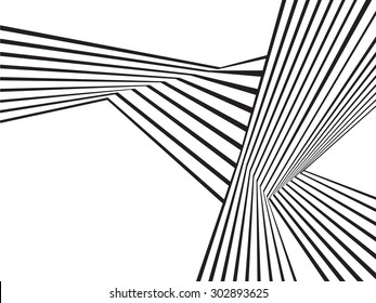 black and white mobious wave stripe optical art abstract design