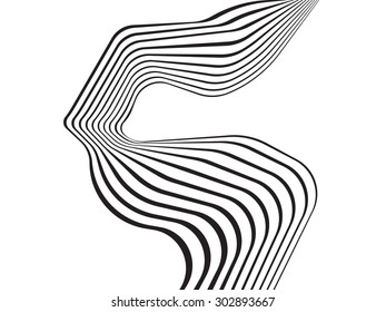 black and white mobious wave stripe optical design
