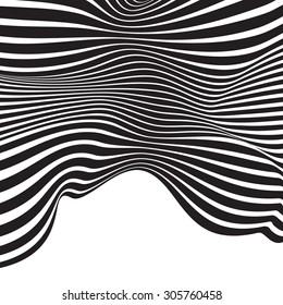 black and white mobious wave stripe optical design