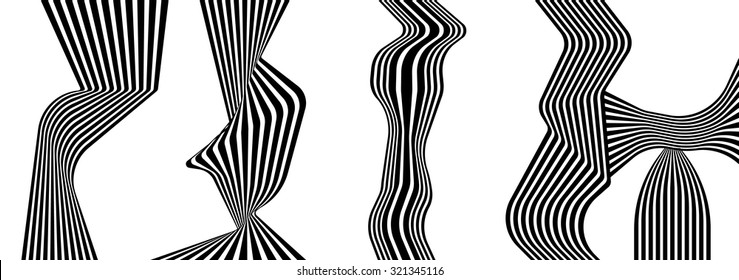 black and white mobious wave stripe optical design