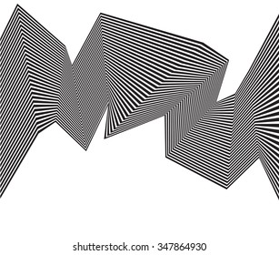 black and white mobious wave stripe optical abstract design