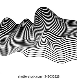 Black And White Mobious Wave Stripe Optical Design Opart