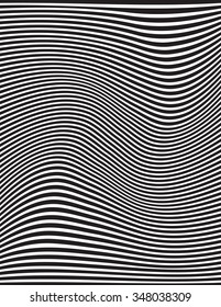 black and white mobious wave stripe optical design opart