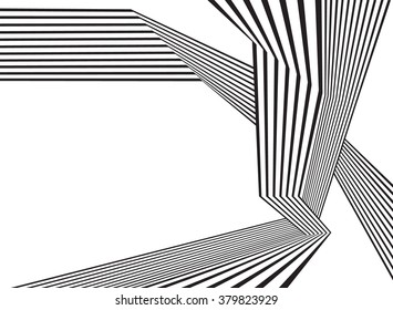 black and white mobious wave stripe optical abstract design