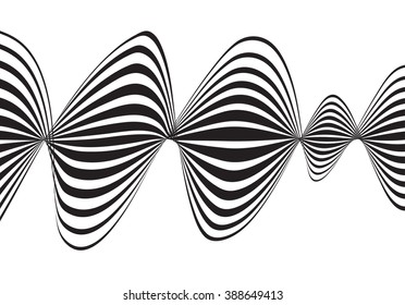 black and white mobious wave stripe optical abstract design