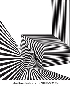 design óptico abstrato de faixa de onda móvel preto e branco