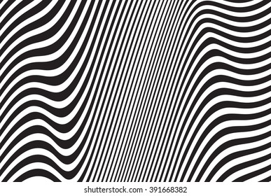 black and white mobious wave stripe optical design opart