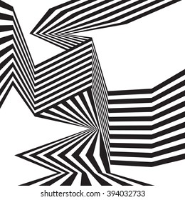 black and white mobious wave stripe optical abstract design