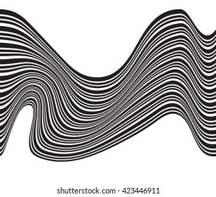 black and white mobious wave stripe optical design