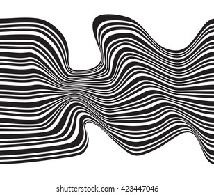 black and white mobious wave stripe optical design 
