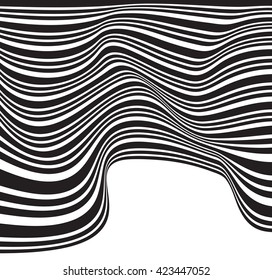 black and white mobious wave stripe optical design 