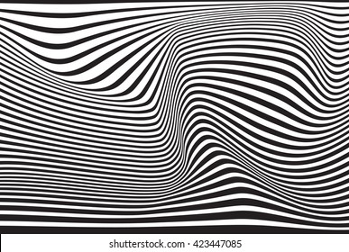 black and white mobious wave stripe optical design