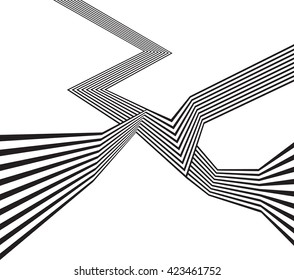 black and white mobious wave stripe optical abstract design