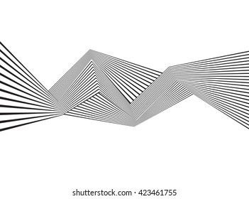 black and white mobious wave stripe optical abstract design