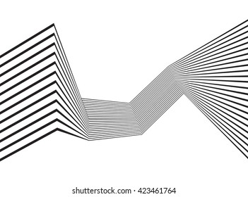 black and white mobious wave stripe optical abstract design