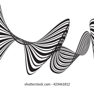 black and white mobious wave stripe optical design